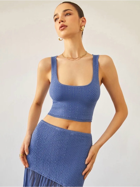 Commense Tops - Commense Sea Breeze Crop Knot Top NWT Size S